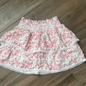 Katie J NYC Floral Pink Tiered Skirt